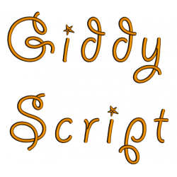 Giddy Embroidery Font Digitized Lower and Upper Case 1 2 3 inch Instant Download