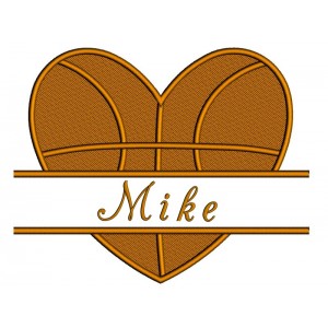 Basketball Badge Split Filled In Digitized Machine Embroidery Design Pattern
