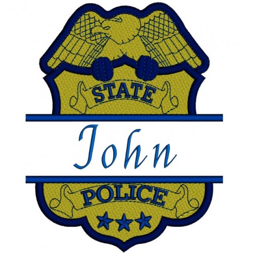 Police Badge Split Filled In Digitized Machine Embroidery Design Pattern