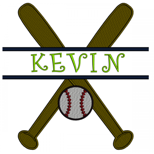 Baseball Bats and Ball Split Filled In Digitized Machine Embroidery Design Pattern