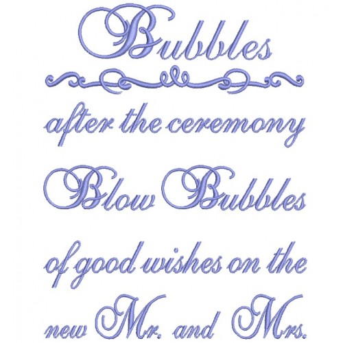 Bubbles after the ceremony Wedding Filled Machine Embroidery Design