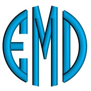 Circle Monogram Large 3 Letter Satin Machine Embroidery Satin Font -Instant Download-3,4,5 inch