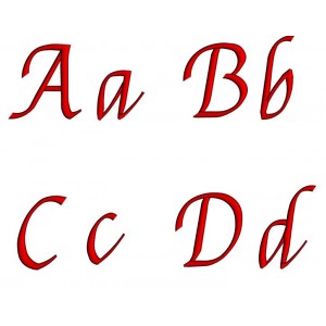 Filipa Machine Embroidery Satin Script Font Upper and Lower Case 1 2 3 inches