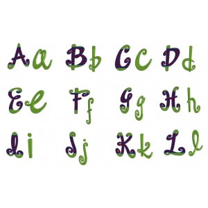 Halloween Machine Embroidery Digitized Satin Font Lower and Upper Case 2 3 4 inches