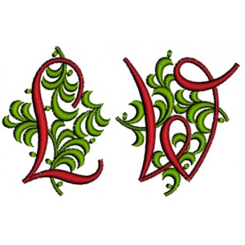 Leaf Fancy Script Satin Machine Embroidery Font