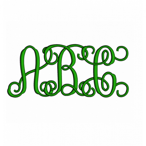 Vine Monogram Interlocking Satin Stitch Machine Embroidery Font - Upper and lower Case