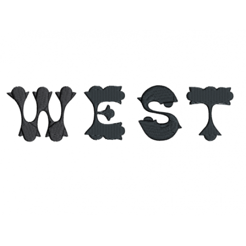 Western Machine Embroidery Font (Upper Case, Numbers 1-9) 